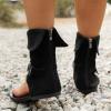 JEUROT Gladiator Sandals for Women Denim Flat Sandals Buckle Zipper Comfort Summer Casual Thong Flip Flops Cuff Booties Clip Toe Ankle Boots T-Strap Roman Open-Toe Sandals (Black, 6.5) view 4