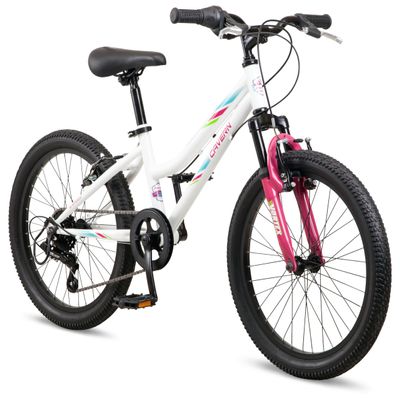 Pacific Cavern Mountain Bike, 20 Inch Bike for Kids Ages 7-13, 7 Speed, Durable Steel Frame, Suspension Fork, Hand Brakes, Twist Shifter, Knobby Mountain Tires, Bicycle for Girls and Boys