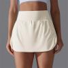 NineFit Basics Tennis Skirts for Women with Shorts High Waisted Athletic Skort Tummy Control Golf Skirt Running Shorts with Pockets Beige, Medium view 3