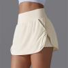 NineFit Basics Tennis Skirts for Women with Shorts High Waisted Athletic Skort Tummy Control Golf Skirt Running Shorts with Pockets Beige, Medium view 4