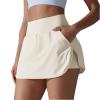 NineFit Basics Tennis Skirts for Women with Shorts High Waisted Athletic Skort Tummy Control Golf Skirt Running Shorts with Pockets Beige, Small view 1