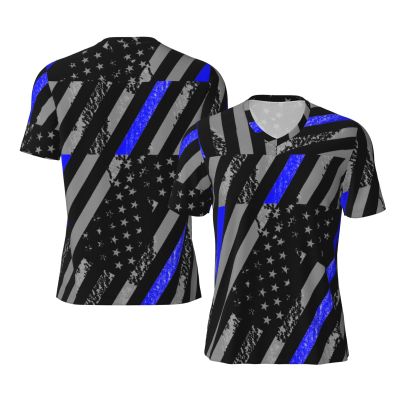 Stylish Athletic Sports Jersey Thin-Blue-Line-Flag-Police Men's Rugby Jersey Small