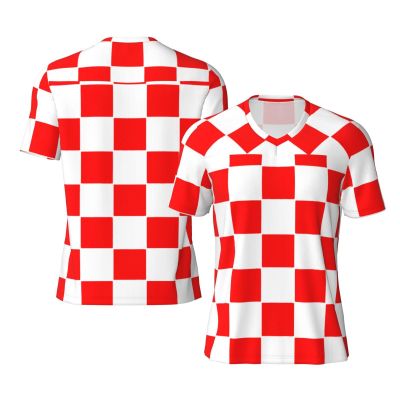 Stylish Athletic Sports Jersey Classic-Red-White-Checkered Men's Rugby Jersey 3X-Large
