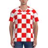 Stylish Athletic Sports Jersey Classic-Red-White-Checkered Men's Rugby Jersey 3X-Large view 3
