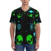 Stylish Athletic Sports Jersey Harajuku-Punk-Alien Men's Rugby Jersey 3X-Large Black view 2
