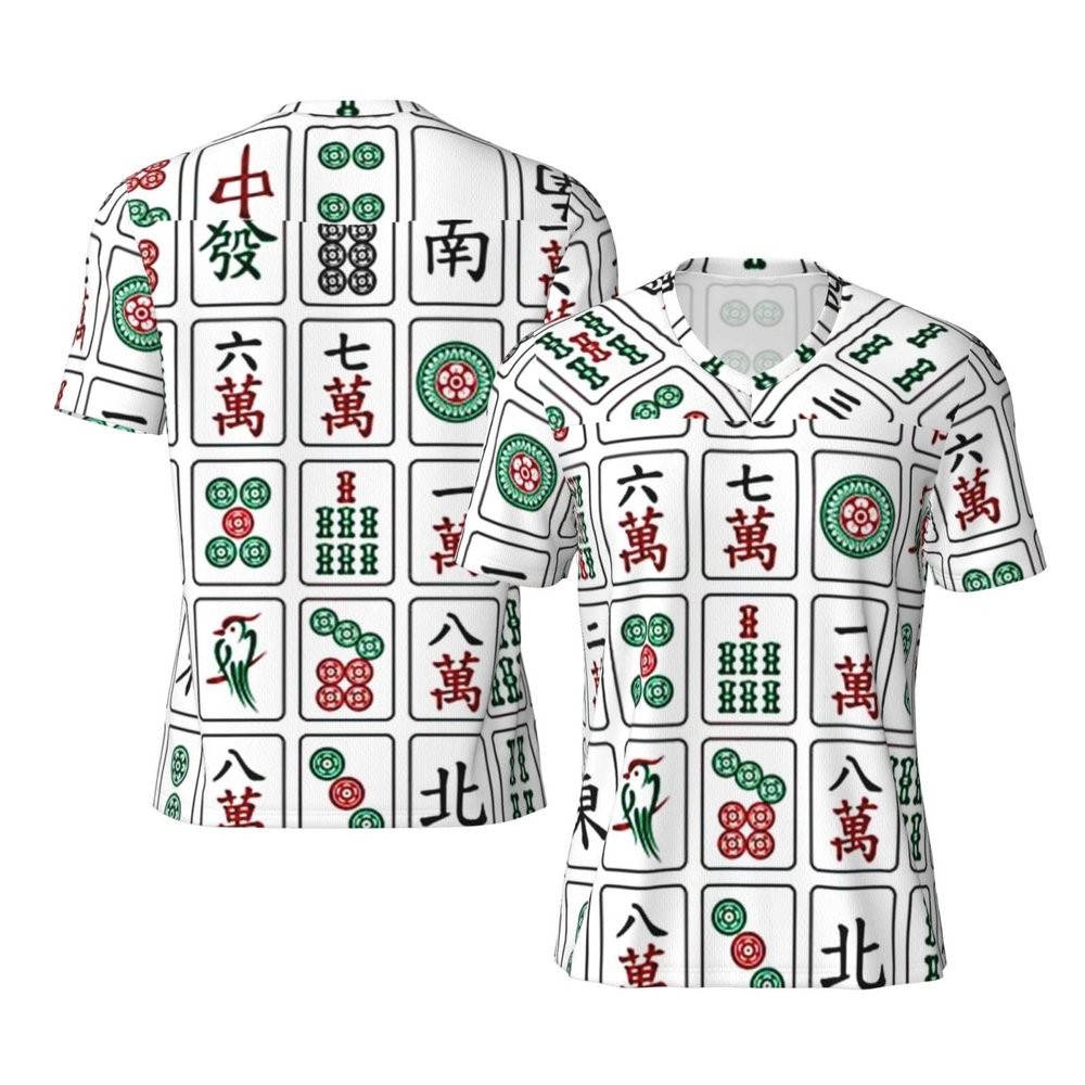 Stylish Athletic Sports Jersey Mahjong-China-Culture-Hipster Men's Rugby Jersey 4X-Large Black