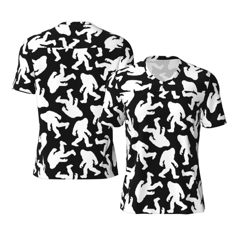 Stylish Athletic Sports Jersey Bigf-Oot-Silhouettes-Hipster Men's Rugby Jersey 3X-Large Black