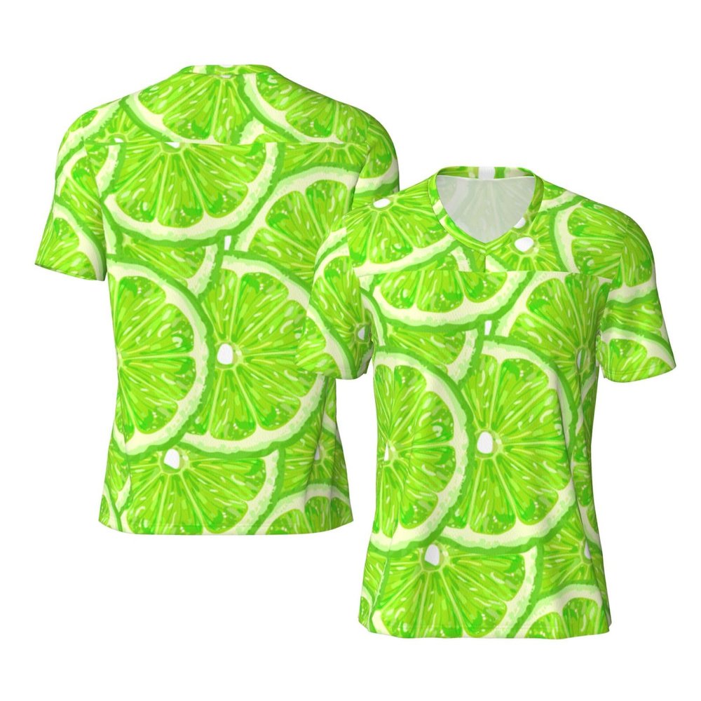 Stylish Athletic Sports Jersey Lime Green Pattern Men's Rugby Jersey Large