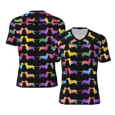 Stylish Athletic Sports Jersey Watercolor-Daschund-Dog Men's Rugby Jersey Small Black