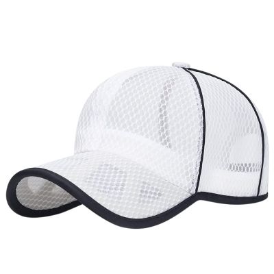 Unisex Quick-Dry Baseball Cap with Breathable Mesh Adjustable Sports Hat Running Cap Outdoor Sun Hat for Men (White, One Size)