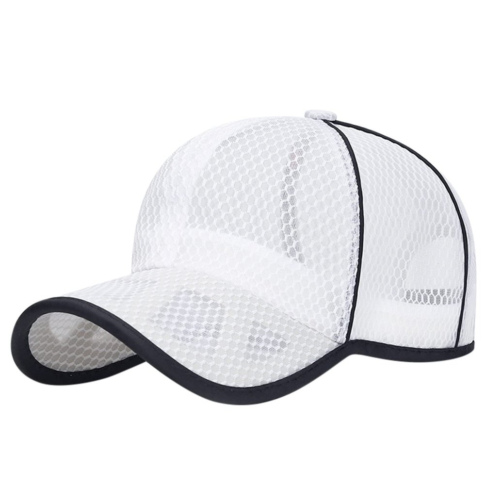 Unisex Quick-Dry Baseball Cap with Breathable Mesh Adjustable Sports Hat Running Cap Outdoor Sun Hat for Men (White, One Size)