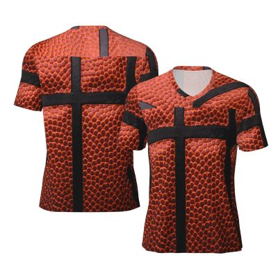 Stylish Athletic Sports Jersey Basketball Lover Ball Texture Men's Rugby Jersey 4X-Large Black