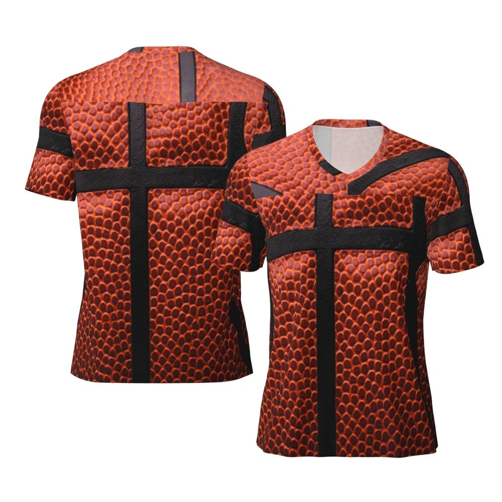 Stylish Athletic Sports Jersey Basketball Lover Ball Texture Men's Rugby Jersey 4X-Large Black