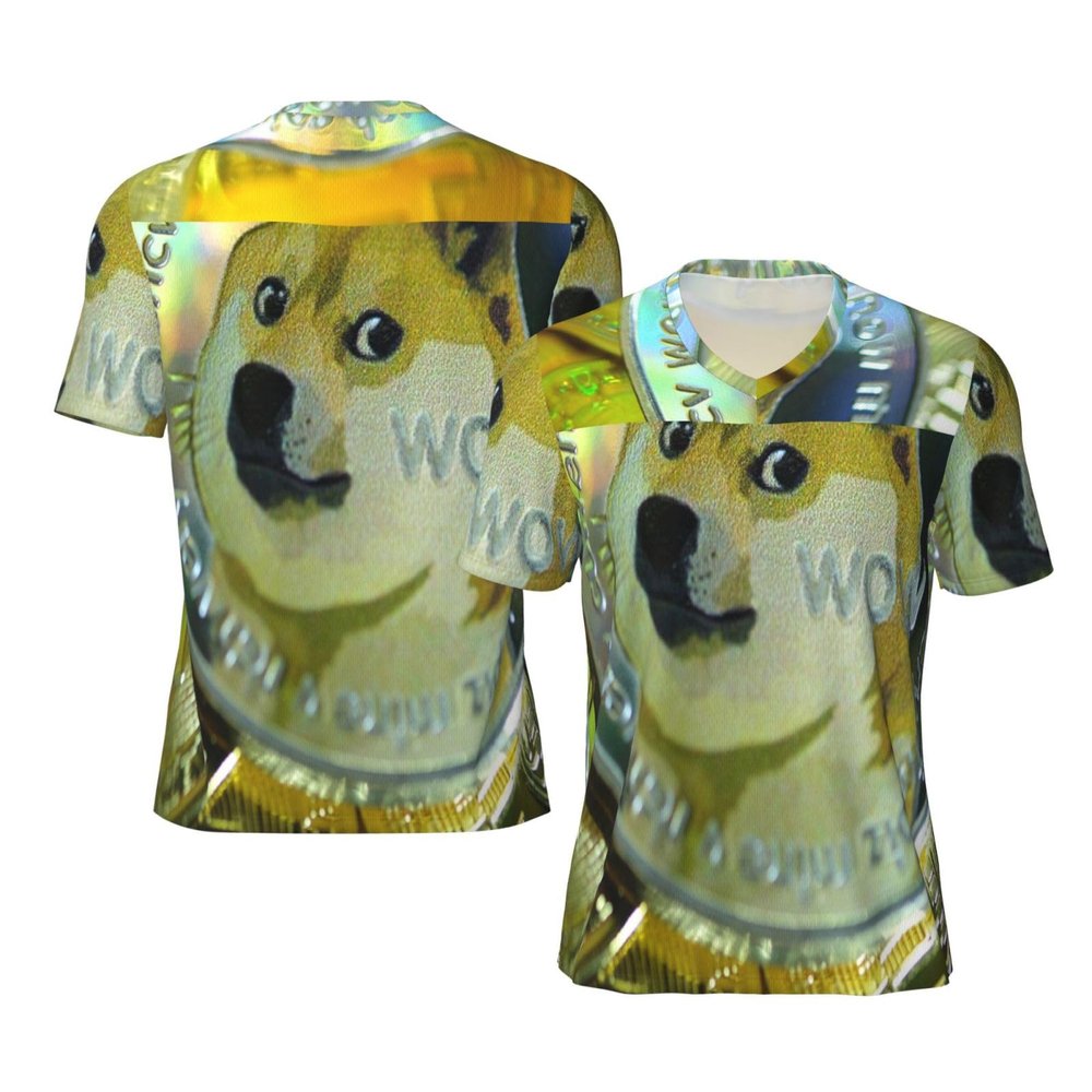 Stylish Athletic Sports Jersey Dogecoin-Shiba-Inu-Bitcoin Men's Rugby Jersey Small Black