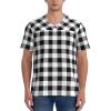 Stylish Athletic Sports Jersey Gingham-Black-White-Tartan Men's Rugby Jersey Medium view 2