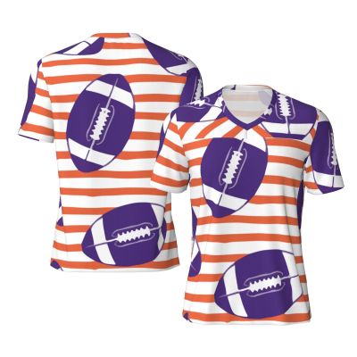 Stylish Athletic Sports Jersey American-College-Football-Purple-Orange Men's Rugby Jersey Large
