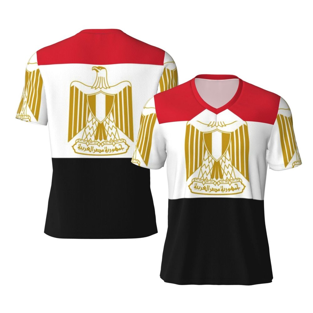 Stylish Athletic Sports Jersey Egypt-Egyptian-Flag-Soccer Men's Rugby Jersey 3X-Large