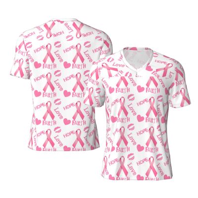 Stylish Athletic Sports Jersey Love-Faith-Breast-Cancer Men's Rugby Jersey X-Large Black