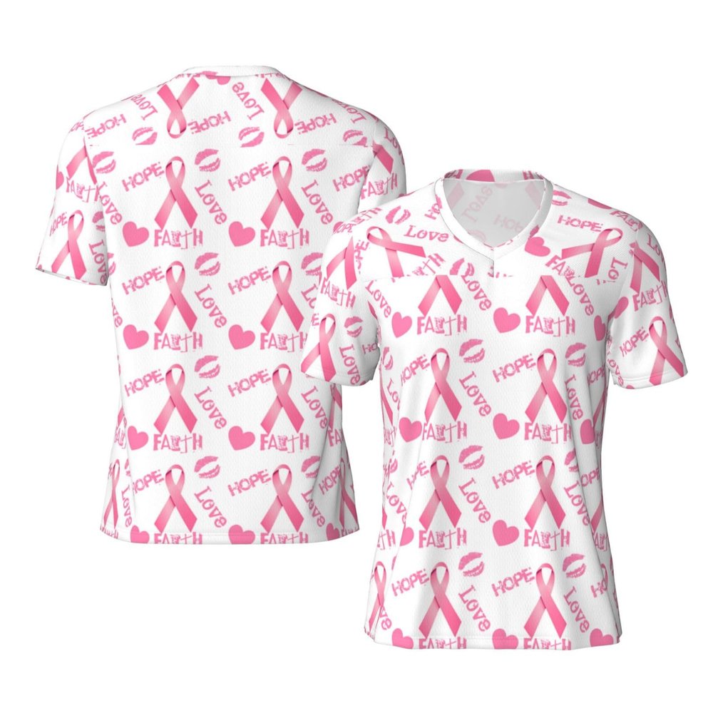Stylish Athletic Sports Jersey Love-Faith-Breast-Cancer Men's Rugby Jersey X-Large Black