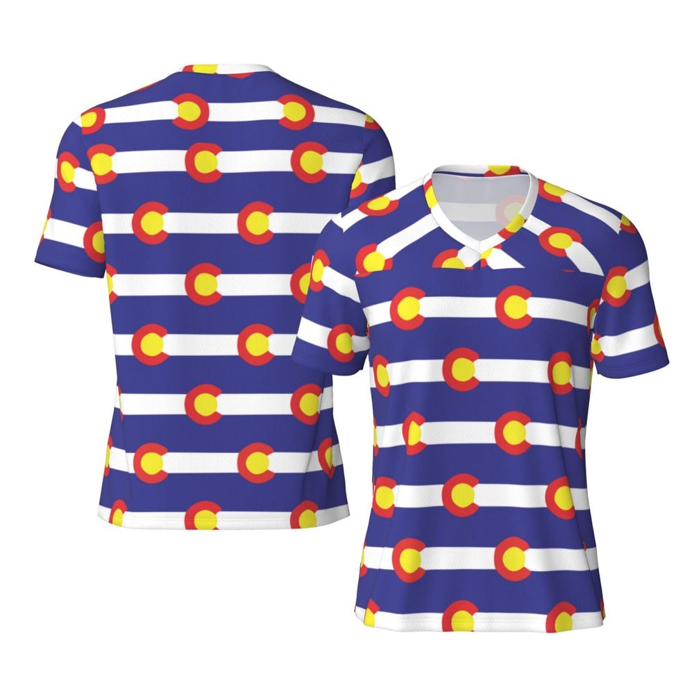Stylish Athletic Sports Jersey Colorado-Flag-Proud Men's Rugby Jersey X-Large