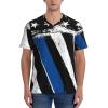 Stylish Athletic Sports Jersey Thin-Blue-Line-Flag-Patriotic Men's Rugby Jersey Large view 2