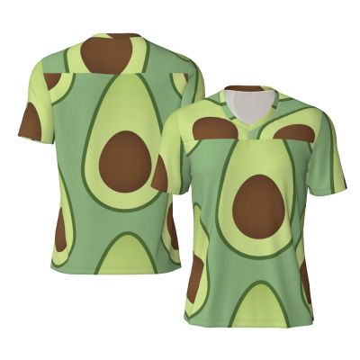 Stylish Athletic Sports Jersey Green Avocados Pattern Men's Rugby Jersey 3X-Large