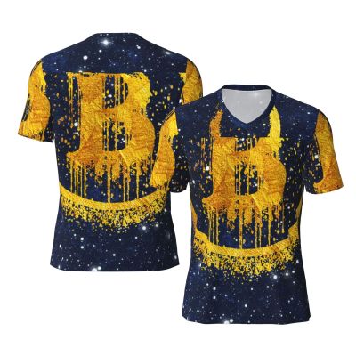 Stylish Athletic Sports Jersey Retro-Galaxy-Bitcoin-Blockchain Men's Rugby Jersey Medium