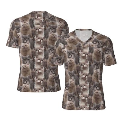 Stylish Athletic Sports Jersey Camo-Kitty-Cute-Shorthair-Cat Men's Rugby Jersey 4X-Large