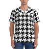 Stylish Athletic Sports Jersey Houndstooth-Tartan-Black-White Men's Rugby Jersey Large view 2