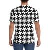 Stylish Athletic Sports Jersey Houndstooth-Tartan-Black-White Men's Rugby Jersey Large view 4