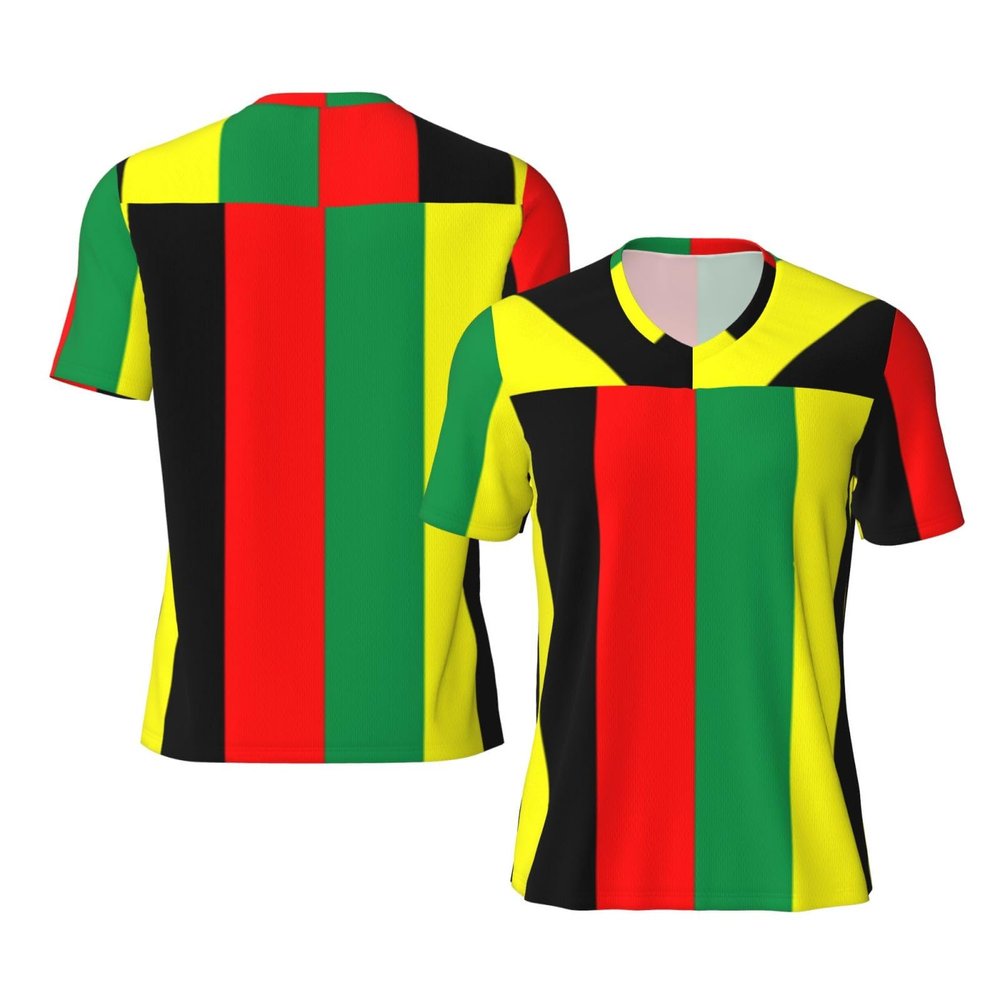 Stylish Athletic Sports Jersey Rasta-Jamaica-Raggae Men's Rugby Jersey X-Large Black