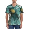 Stylish Athletic Sports Jersey Teal-Grey-Vintage-Flower-Petal Men's Rugby Jersey Small view 2