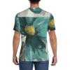 Stylish Athletic Sports Jersey Teal-Grey-Vintage-Flower-Petal Men's Rugby Jersey Small view 4