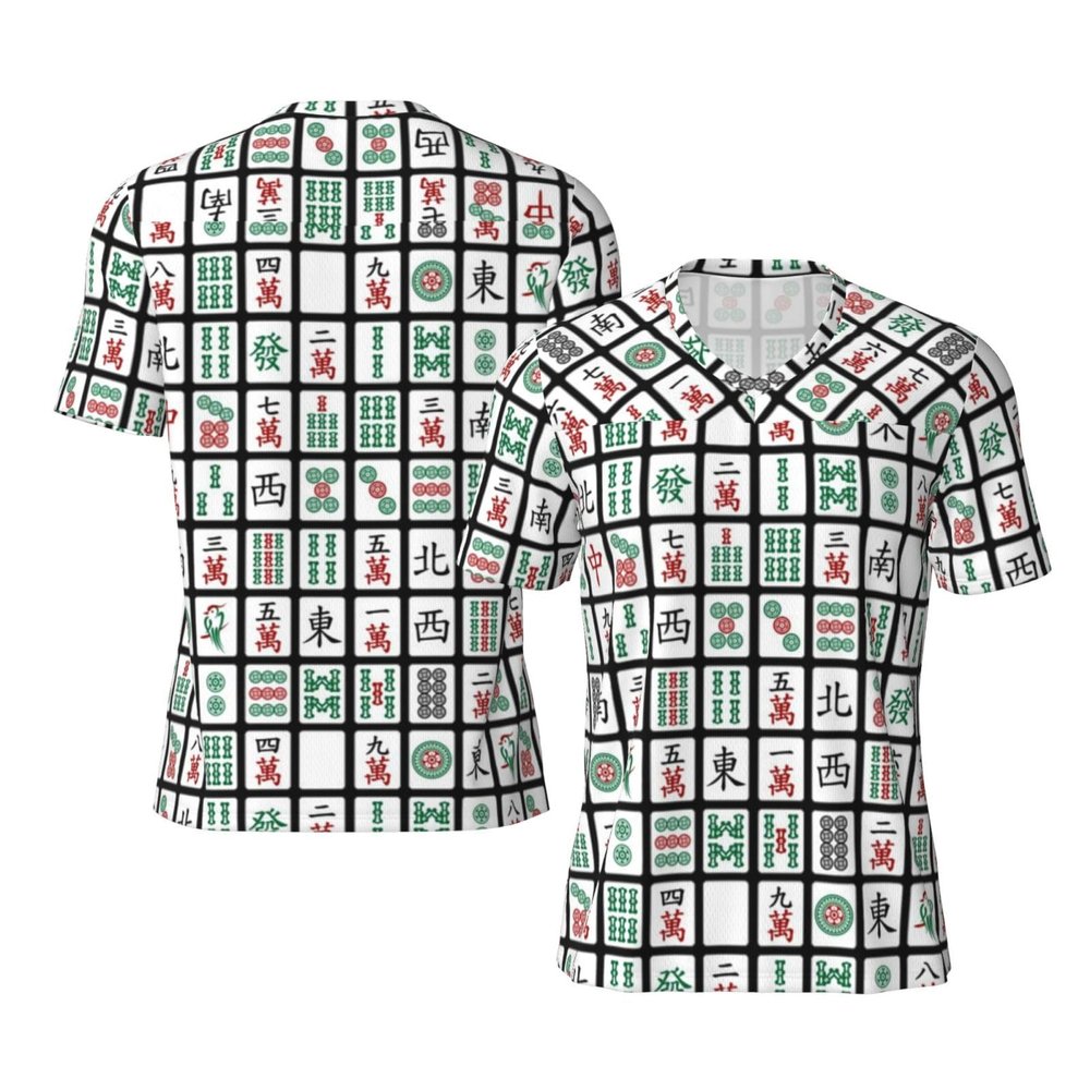 Stylish Athletic Sports Jersey Funny-Mahjong-Hipster Men's Rugby Jersey 4X-Large Black