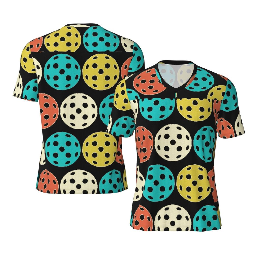 Stylish Athletic Sports Jersey Retro Pickleball Print Men's Rugby Jersey Large Black