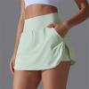 NineFit Basics Tennis Skirts for Women with Shorts High Waisted Athletic Skort Tummy Control Golf Skirt Running Shorts with Pockets Green, Small view 2