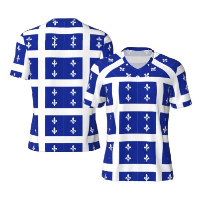 Stylish Athletic Sports Jersey Quebec-Flag-Fleur-De-Lis-Blue Men's Rugby Jersey Small