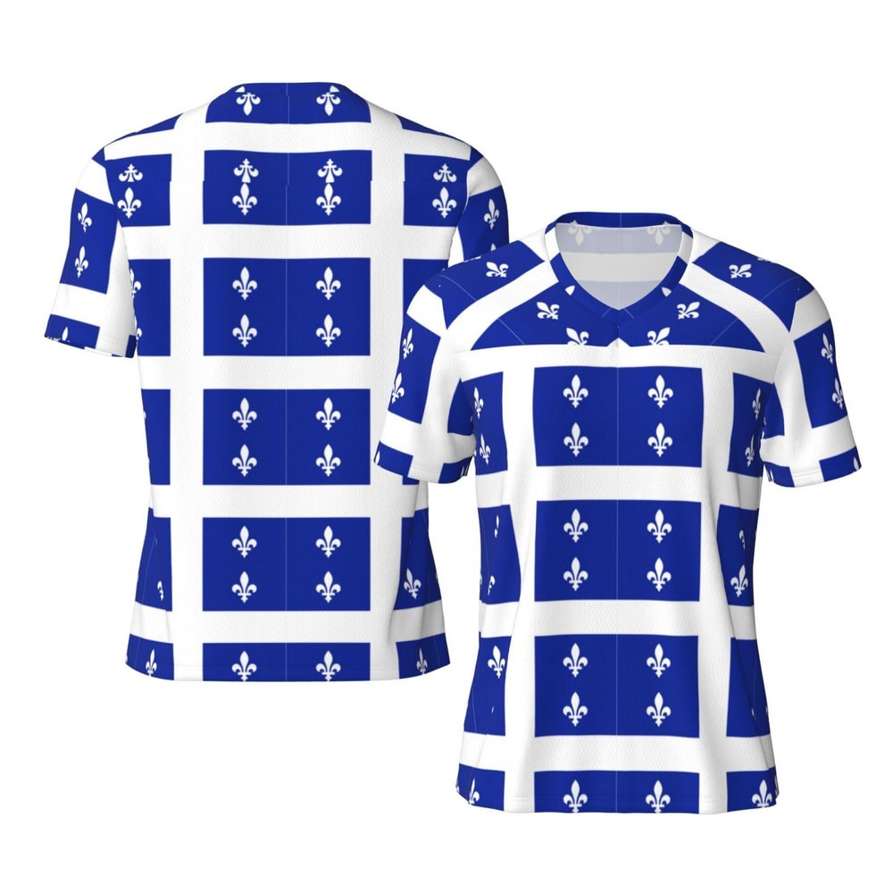 Stylish Athletic Sports Jersey Quebec-Flag-Fleur-De-Lis-Blue Men's Rugby Jersey Small