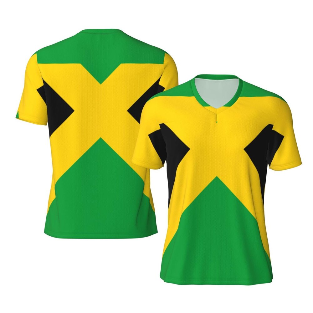 Stylish Athletic Sports Jersey Jamaican-Flag-Pride Men's Rugby Jersey Medium