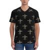 Stylish Athletic Sports Jersey Silver-Black-Fleur-De-Lis Men's Rugby Jersey Medium view 2