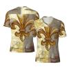 Stylish Athletic Sports Jersey Fleur-De-Lis-Retro Men's Rugby Jersey Large Black
