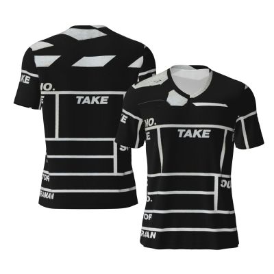 Stylish Athletic Sports Jersey Retro Black Movie Clapboard Men's Rugby Jersey 3X-Large
