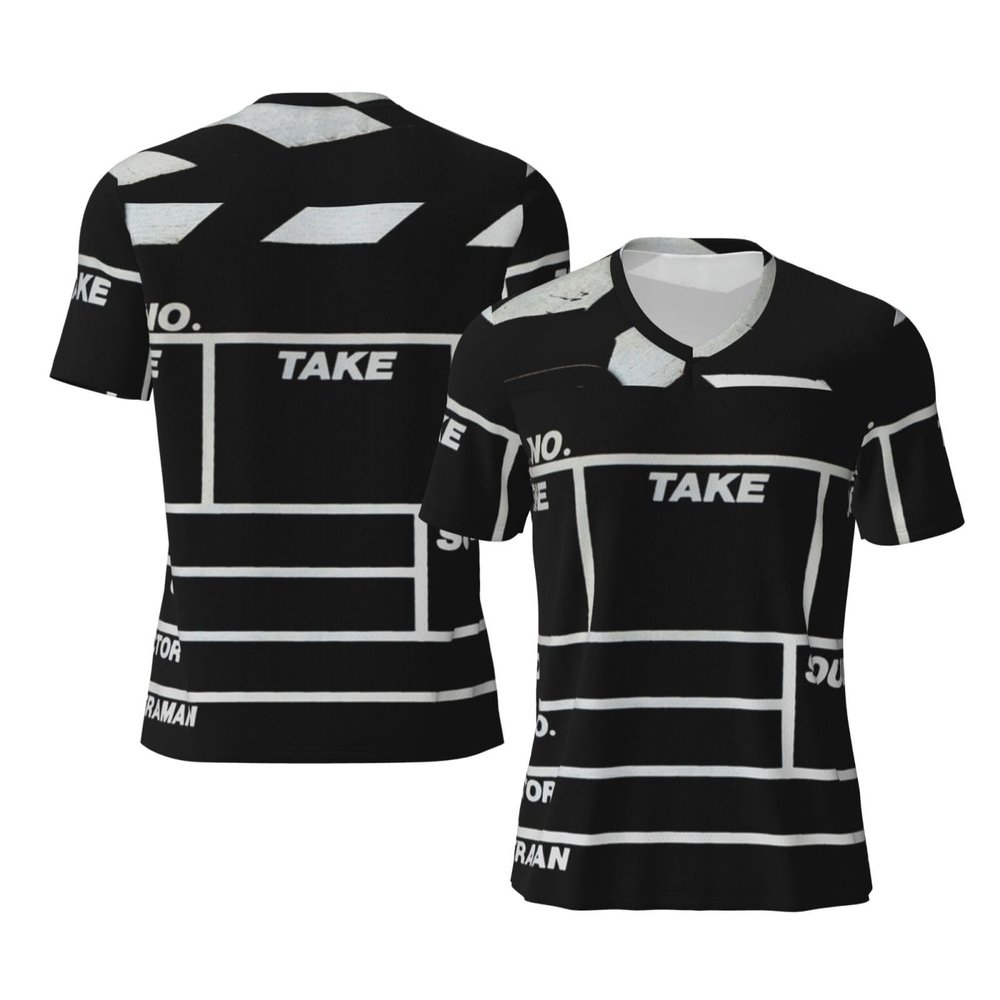 Stylish Athletic Sports Jersey Retro Black Movie Clapboard Men's Rugby Jersey 3X-Large