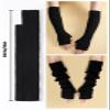 Arm Warmers, Fashion Winter Long Fingerless Gloves Knit Mitten Gloves Wrist Warmer with Thumb Hole for Women, Stretchy Arm Sleeves for Women, Black, White view 3