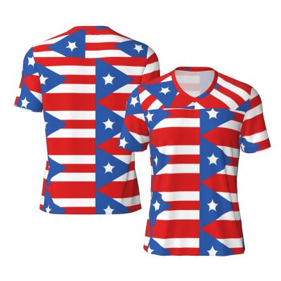 Stylish Athletic Sports Jersey Puerto-Rico-Flag Men's Rugby Jersey X-Large