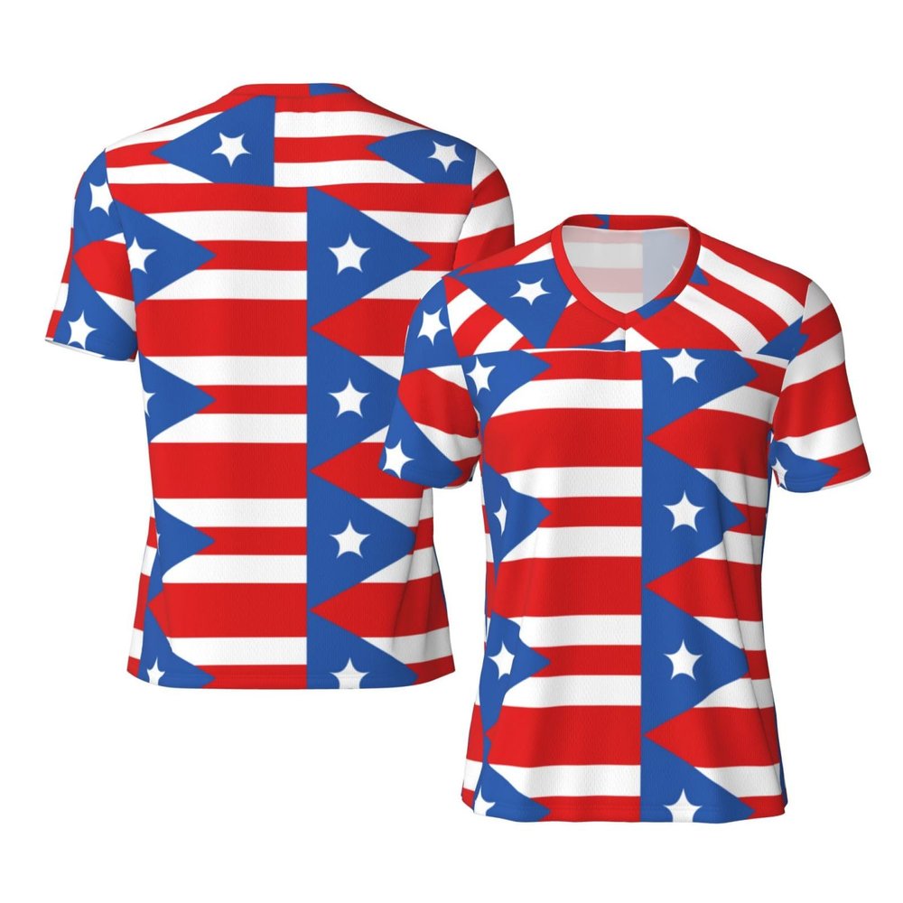 Stylish Athletic Sports Jersey Puerto-Rico-Flag Men's Rugby Jersey X-Large