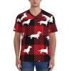 Stylish Athletic Sports Jersey Dachshund-Buffalo-Plaid Men's Rugby Jersey Large Black view 4