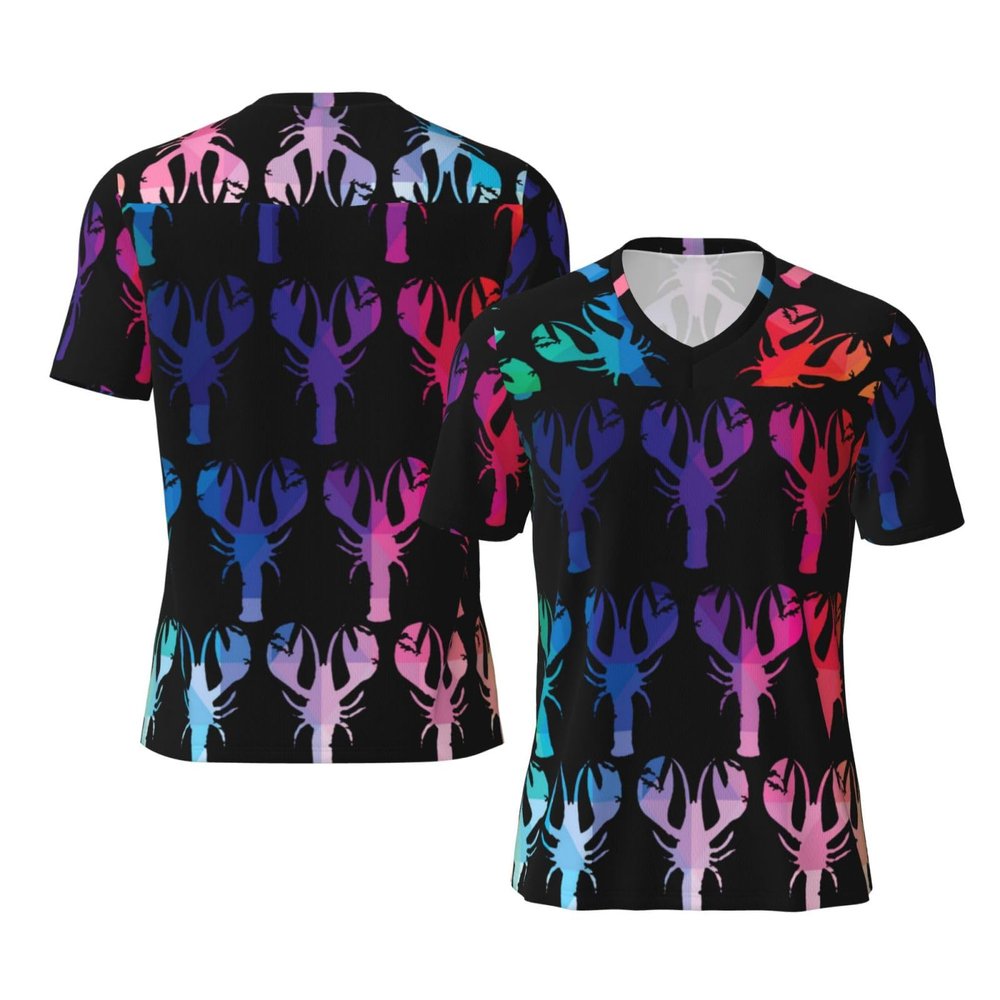Stylish Athletic Sports Jersey Tie-Dye-Crawfish-Rainbow Men's Rugby Jersey Xx-Large