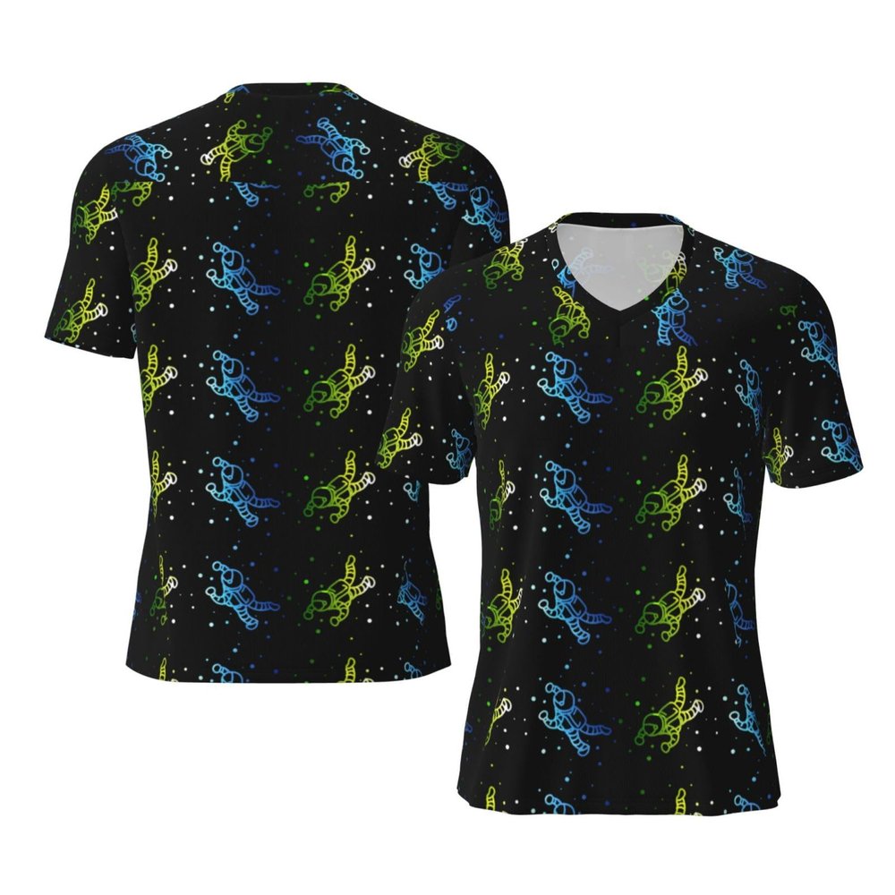 Stylish Athletic Sports Jersey Astronout-Swimming-Blue-Green Men's Rugby Jersey Medium