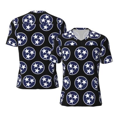 Stylish Athletic Sports Jersey Three-Star-Tennessee-Flag Men's Rugby Jersey X-Large